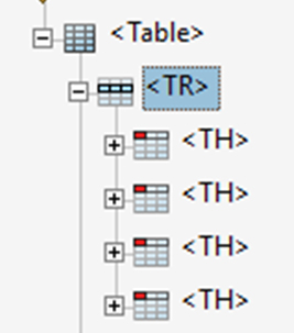 Screenshot of table headers.