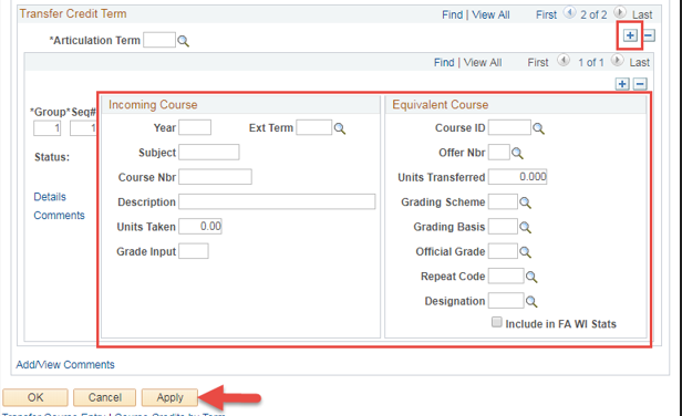 Image of Incoming Course section