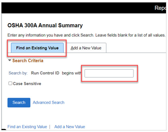 Image of Find an Existing Value tab