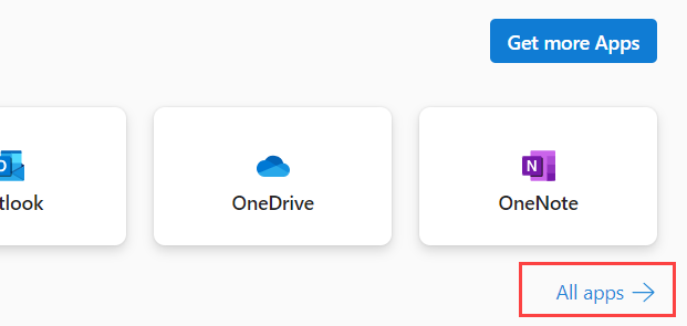 Image of all apps link in the Apps page