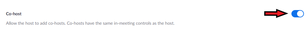 Toggle switch for enabling co-host