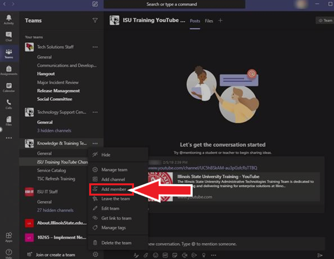 Add Member to a Team channel